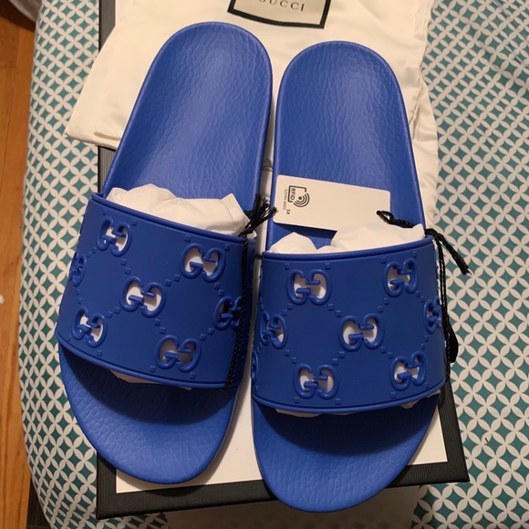 gucci mens rubber gg slides